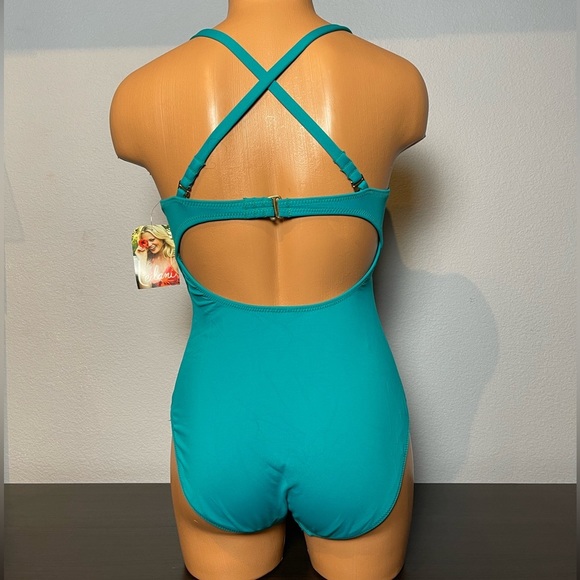 Nwt Leilani Convertible Back One Piece Teal Swimsuit (SW04) - Picture 4 of 10